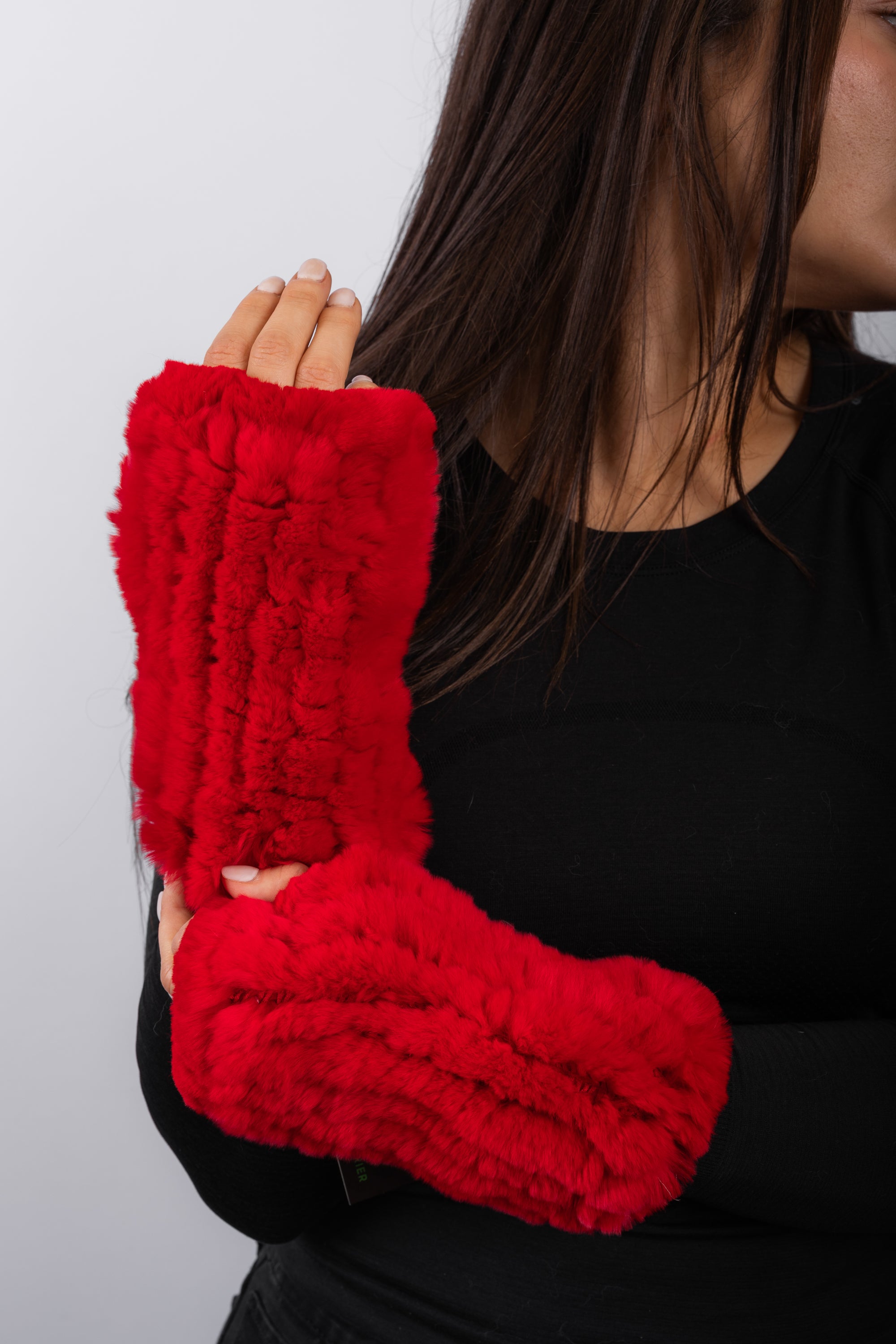 Red Rex Rabbit Fingerless Gloves
