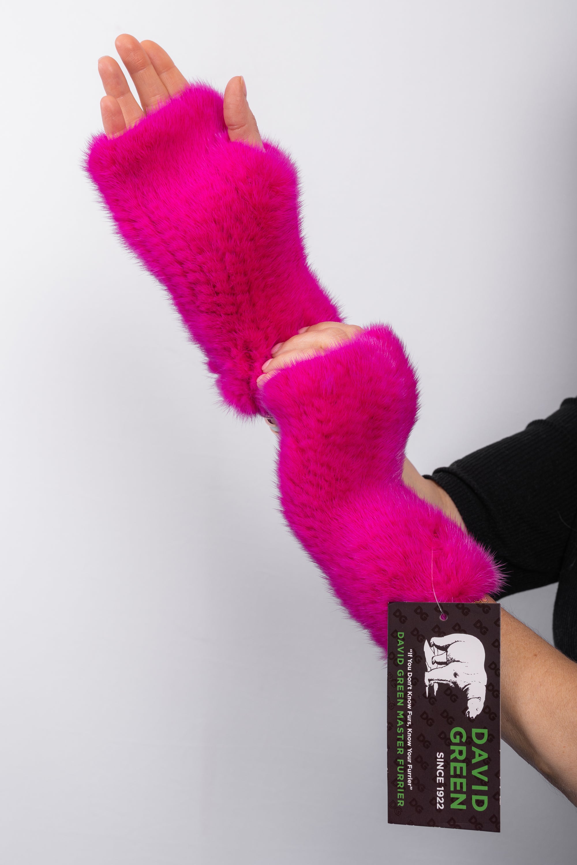 Hot Pink Mink Fingerless Gloves