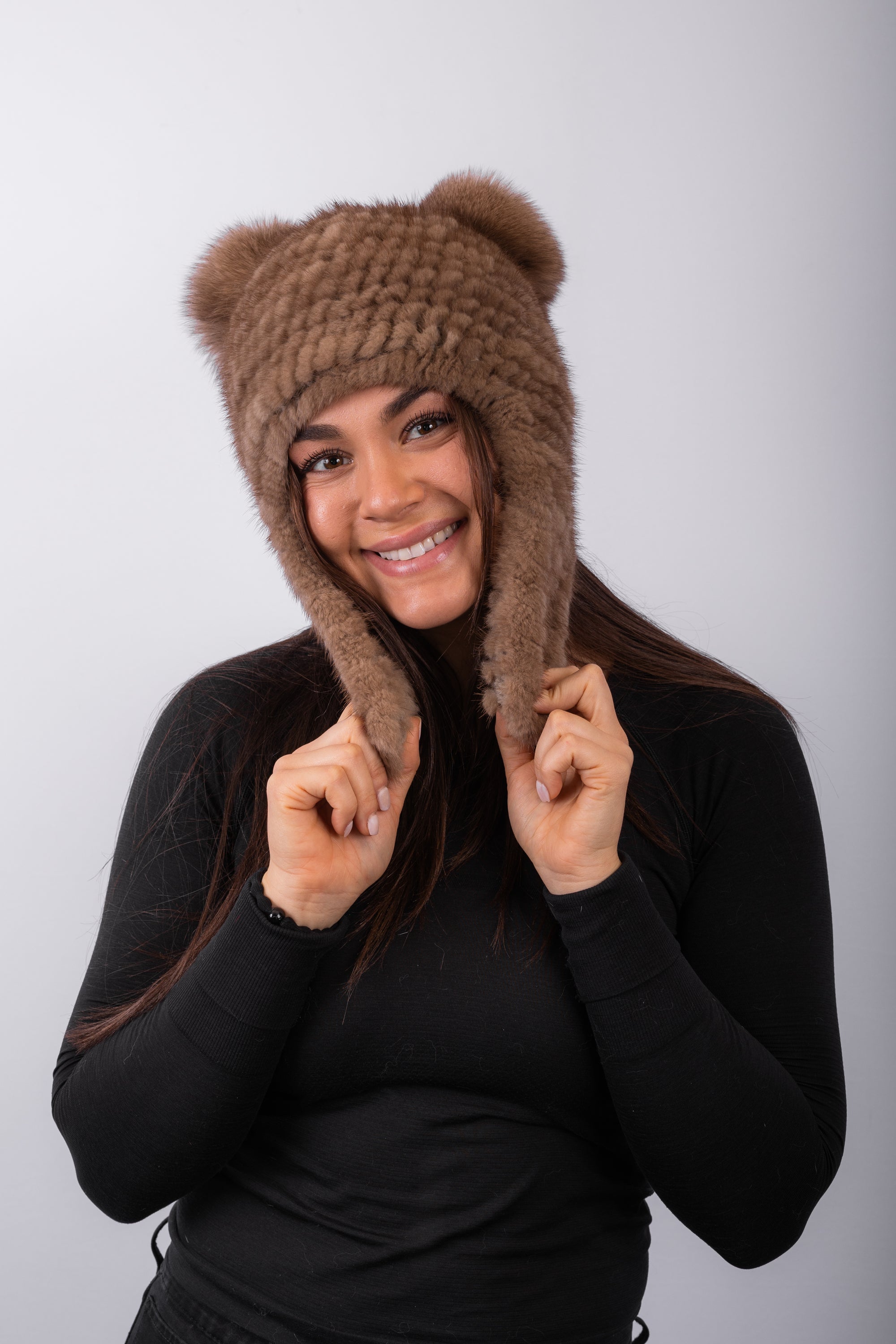 Toffee Mink Hat with Toffee Fox