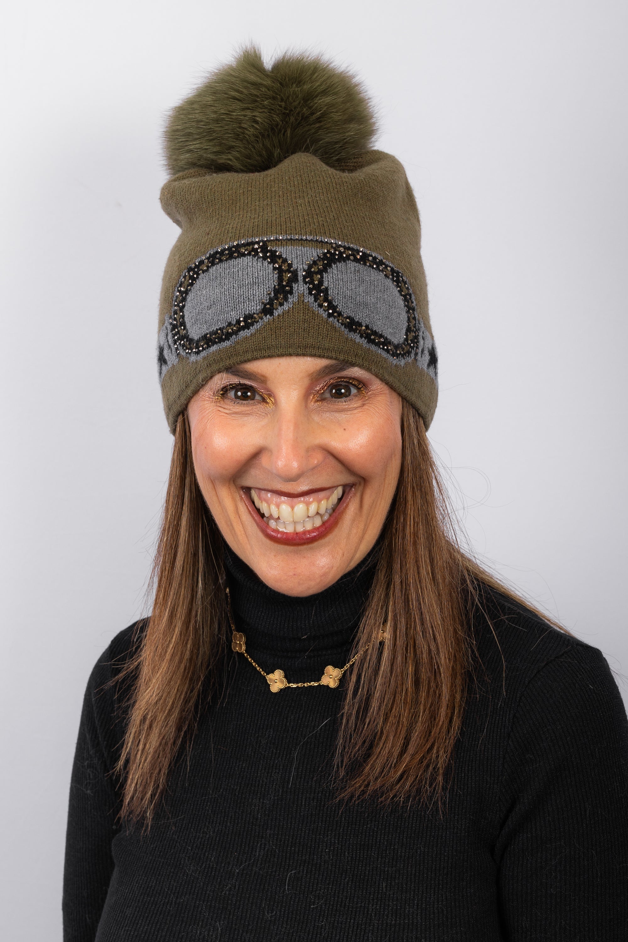 Army Knit Hat with Fox