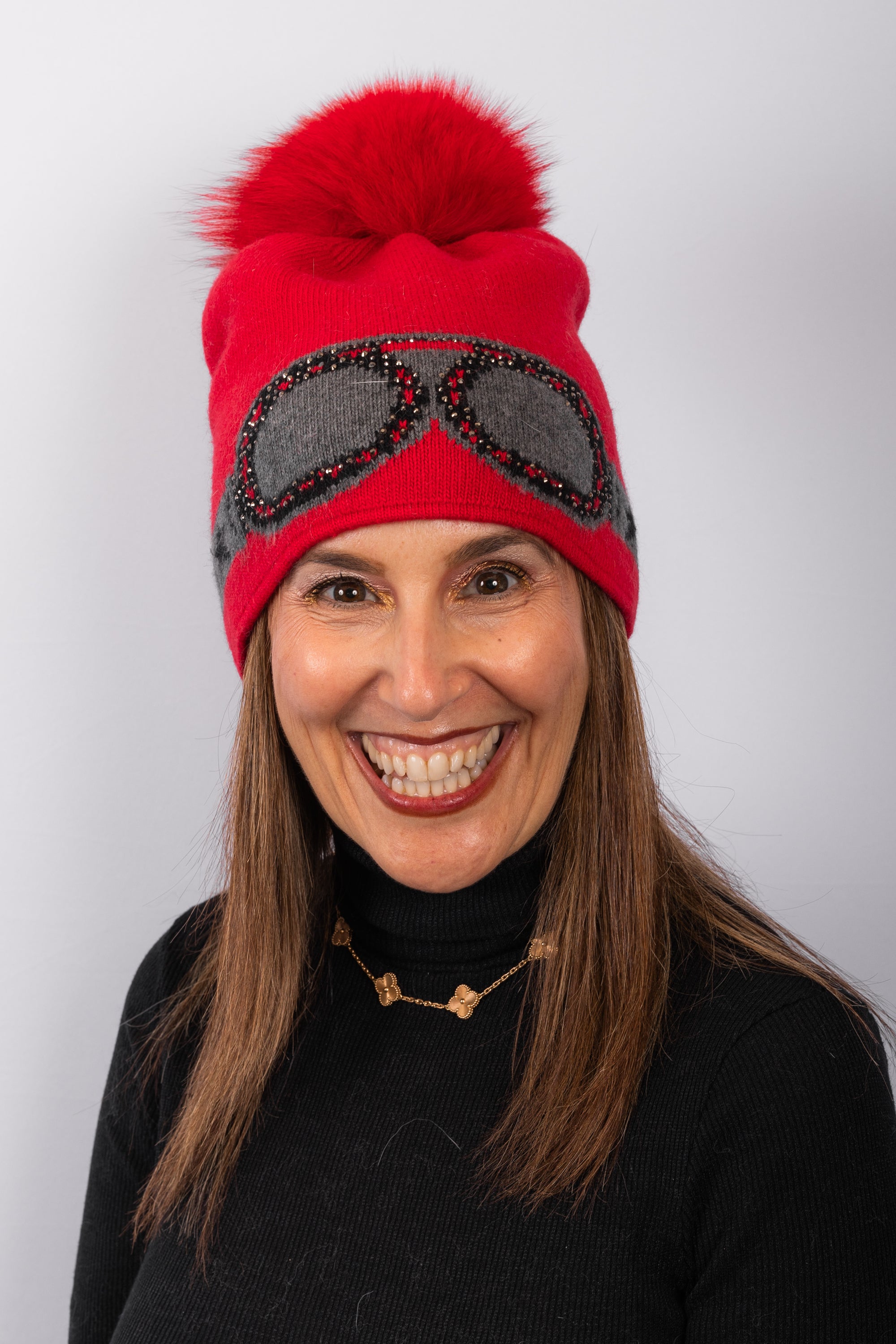Red Knit Hat with Red Fox