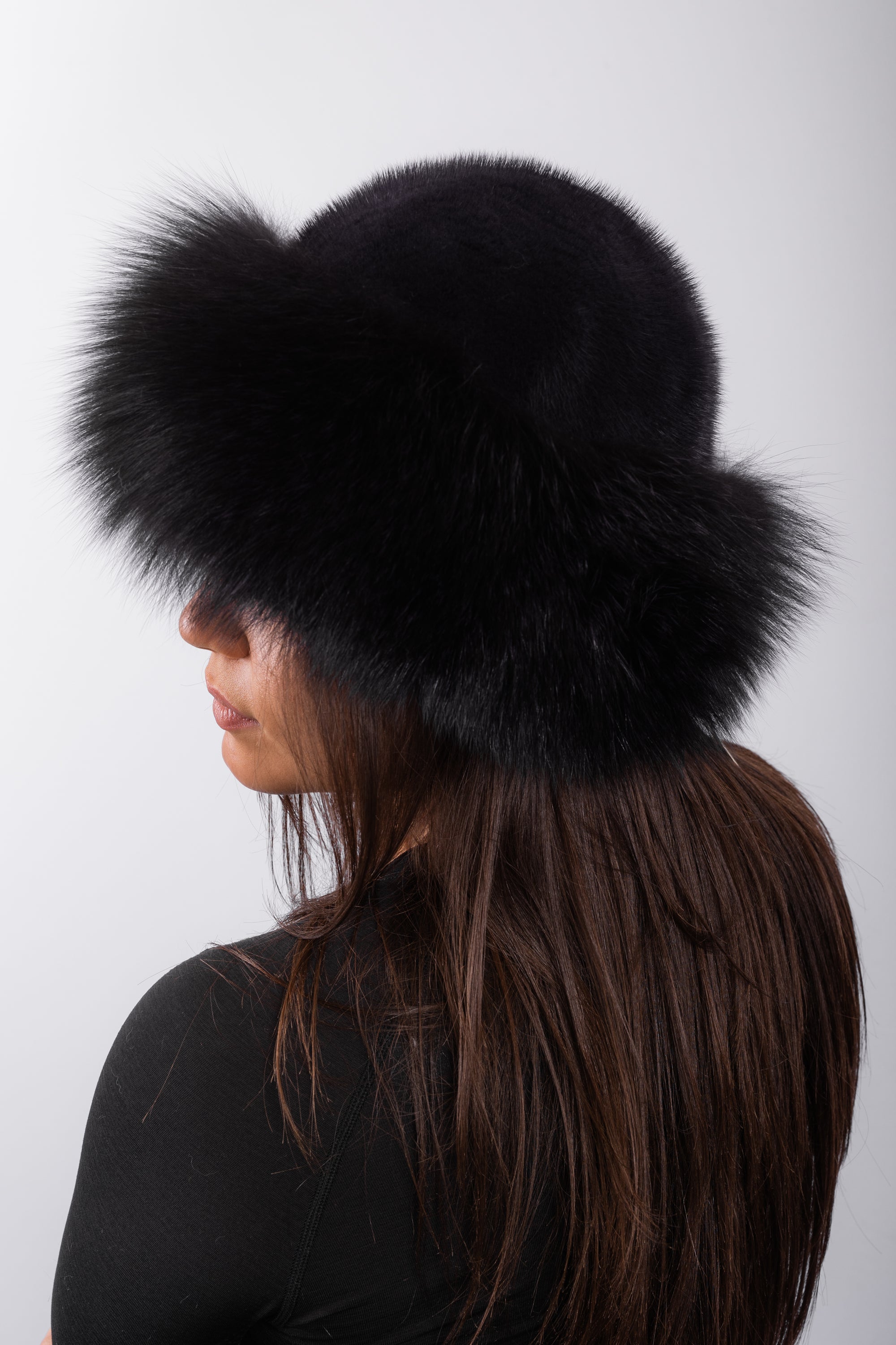 Black Mink with Black Fox Fur Trim
