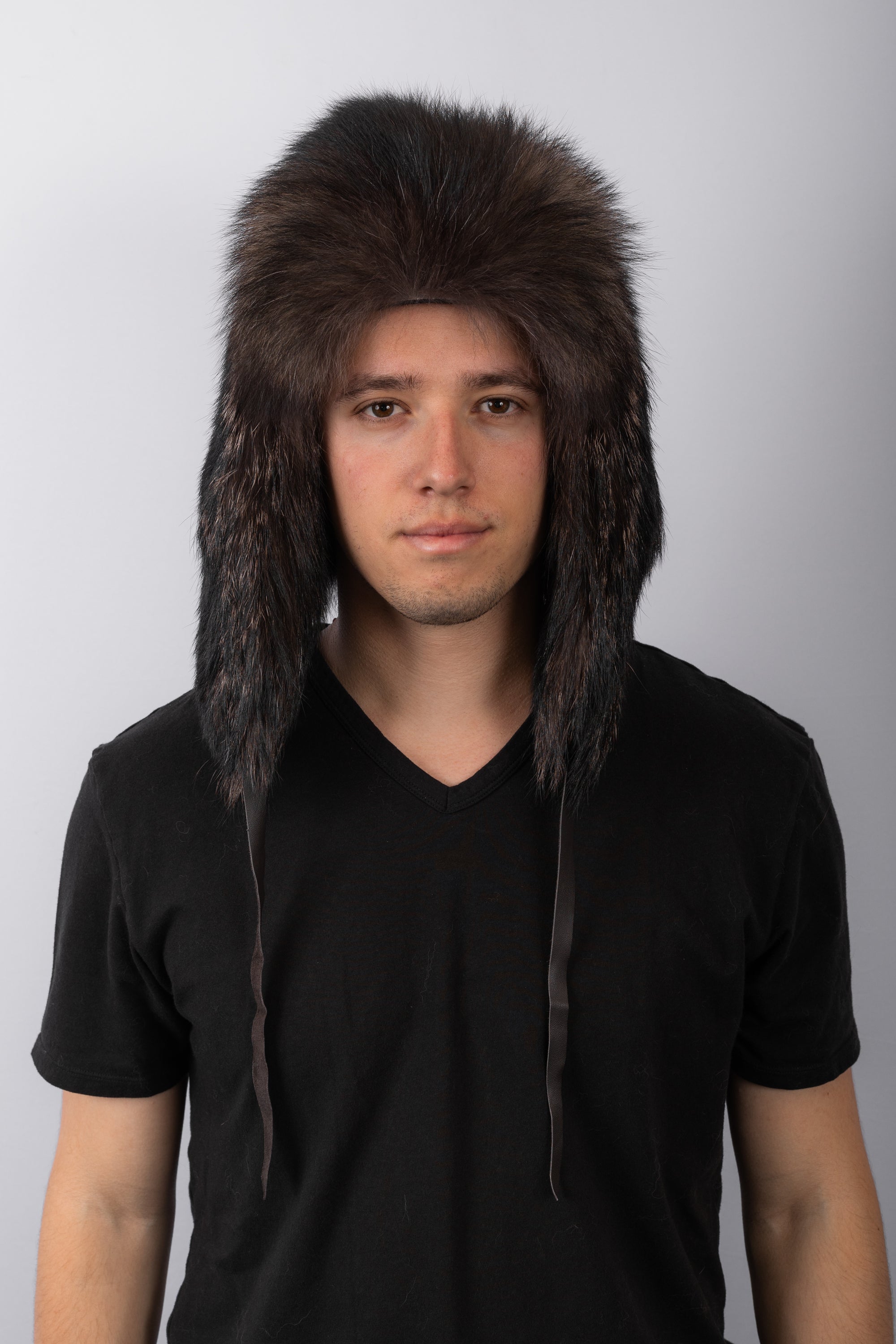 Natural Black Timberwolf Musher Hat with Tail