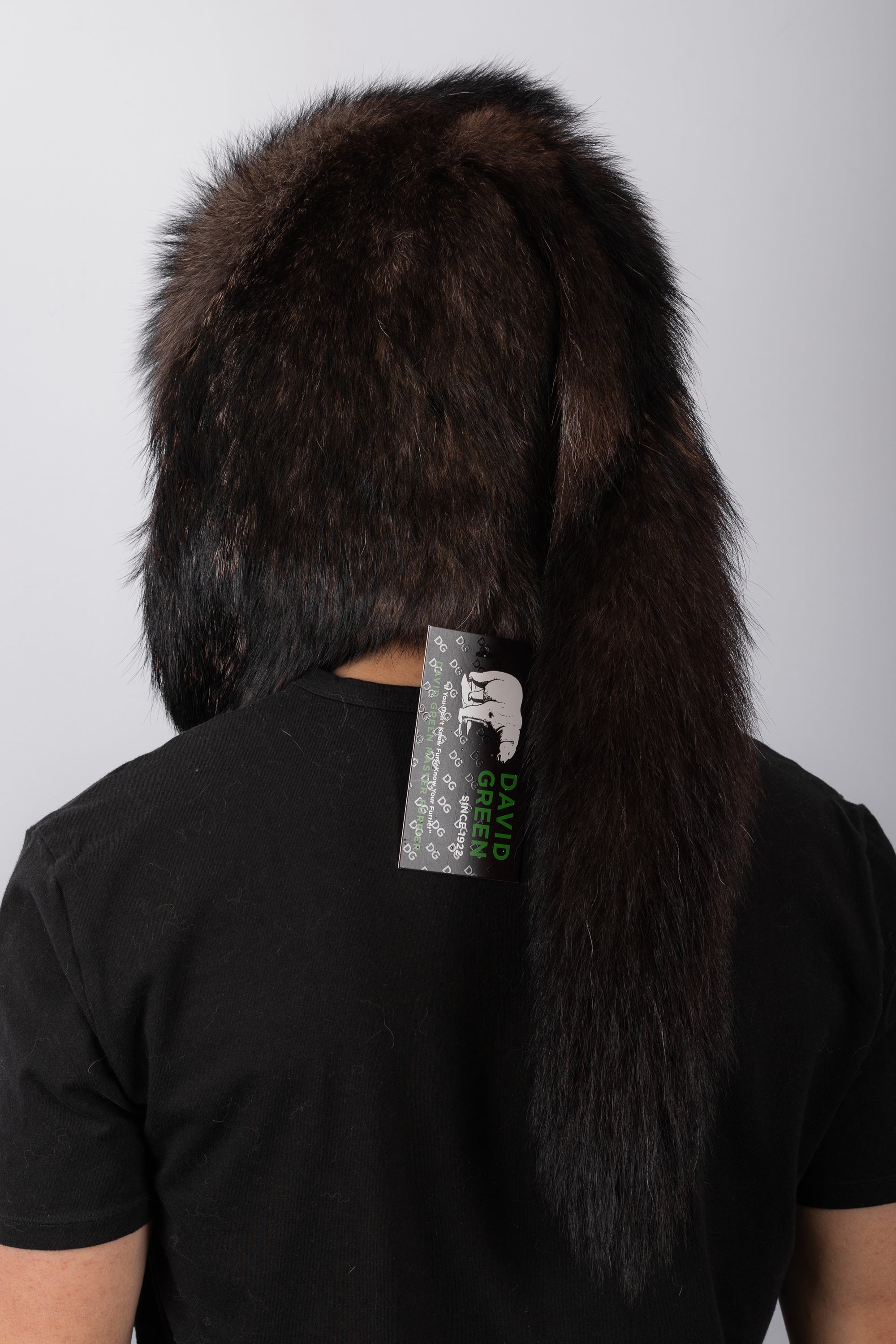 Natural Black Timberwolf Musher Hat with Tail