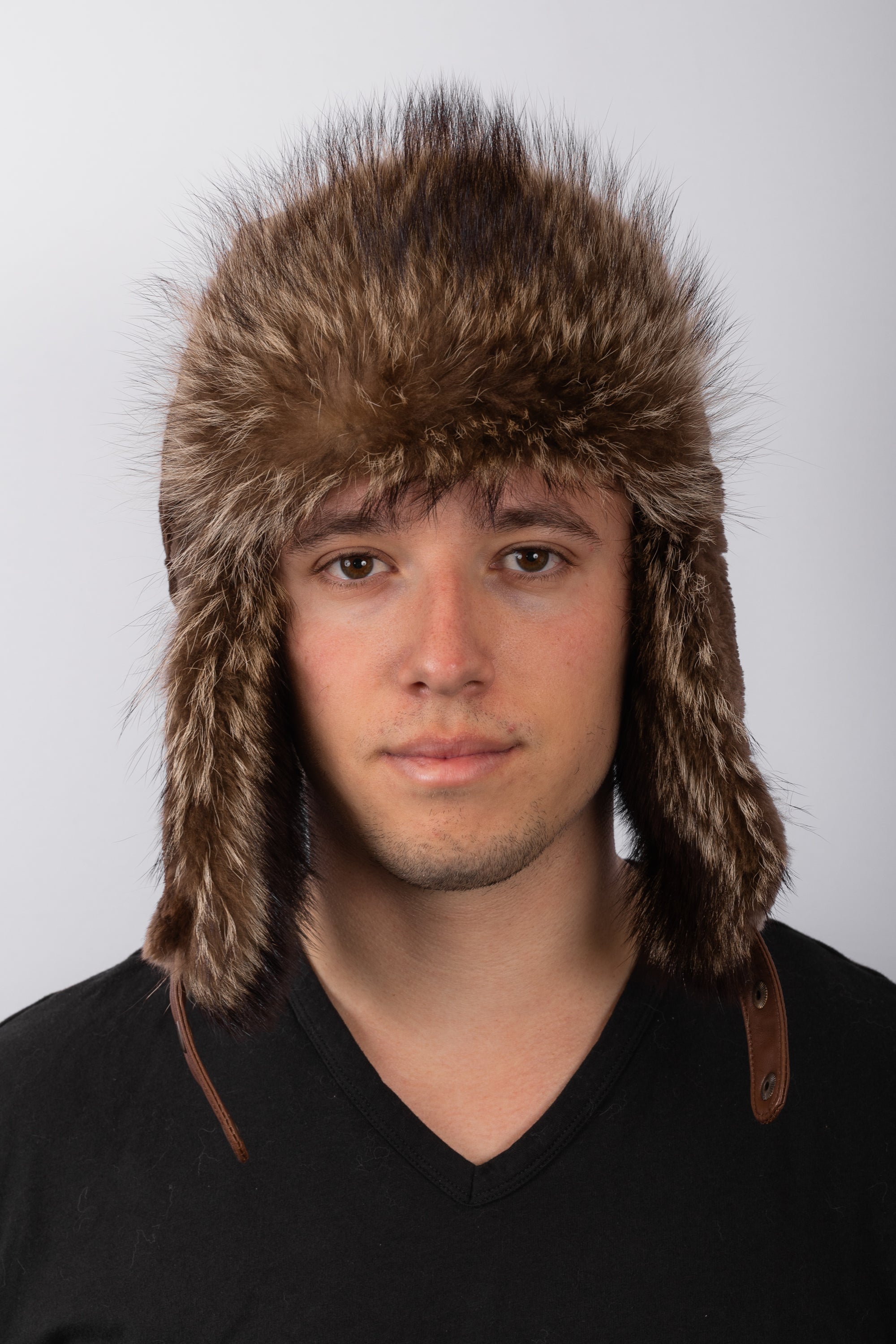 Phantom Sheared Beaver Bomber Hat with Raccoon Fur Trim