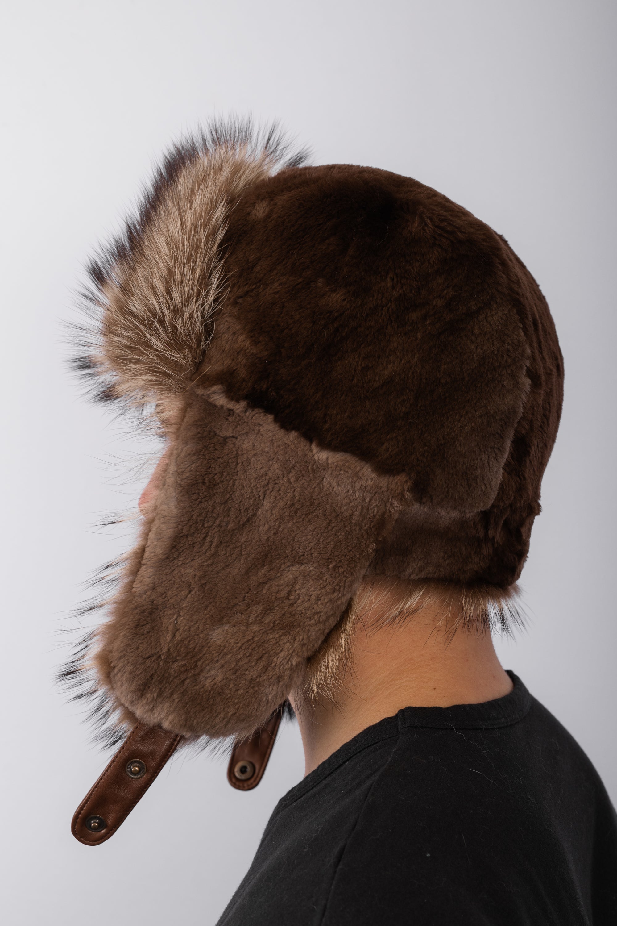 Phantom Sheared Beaver Bomber Hat with Raccoon Fur Trim