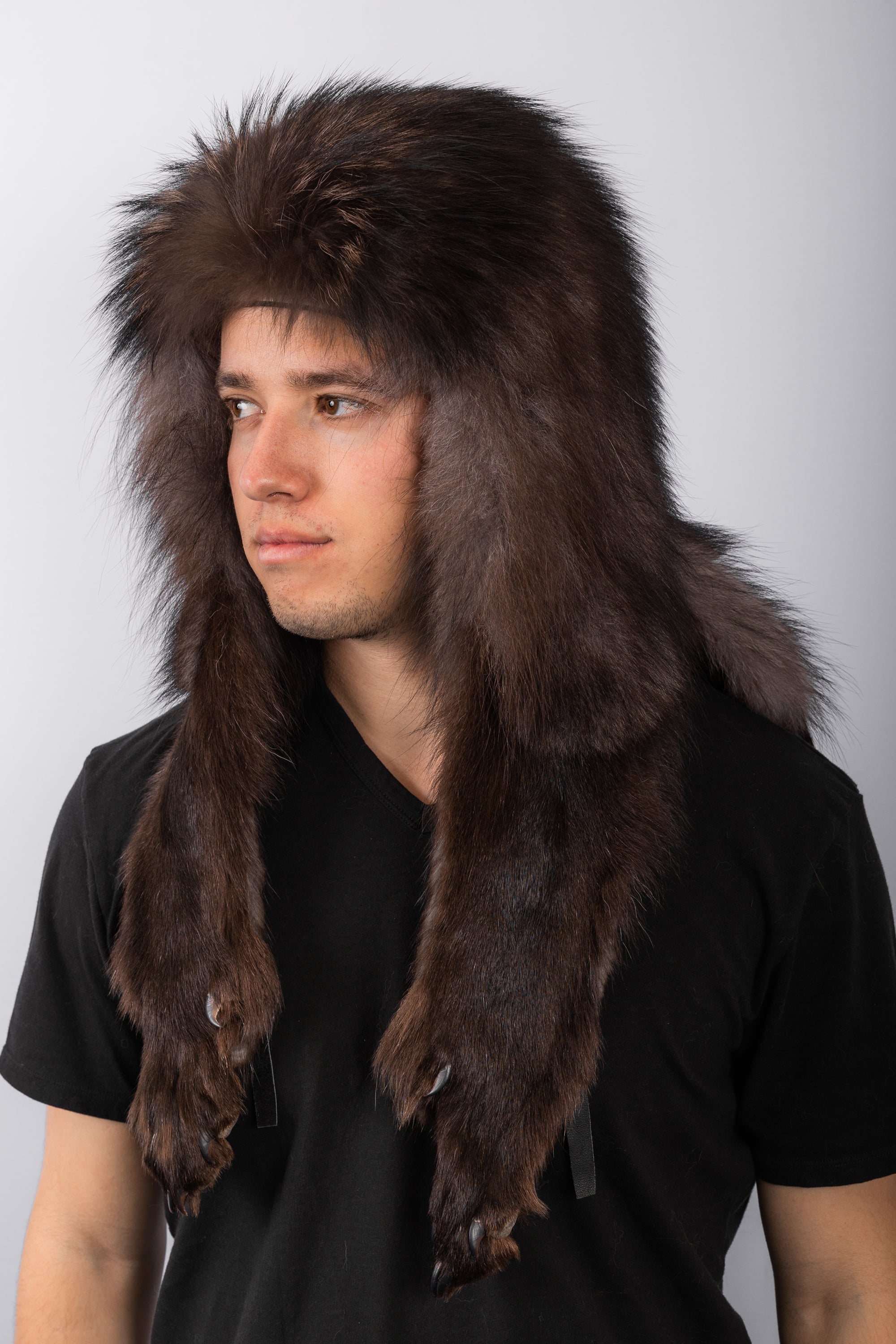 Natural Black Timberwolf Trapper Hat