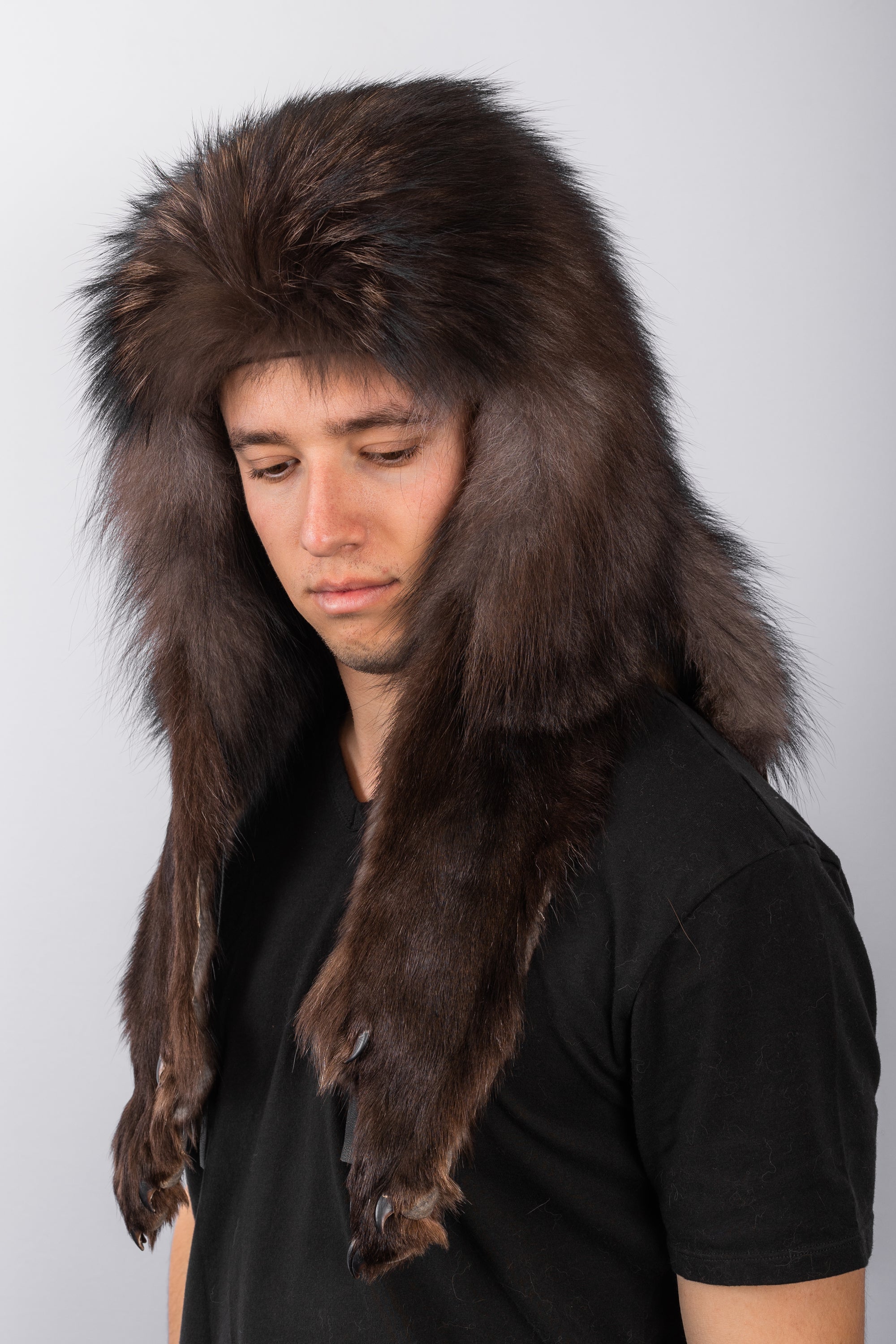 Natural Black Timberwolf Trapper Hat