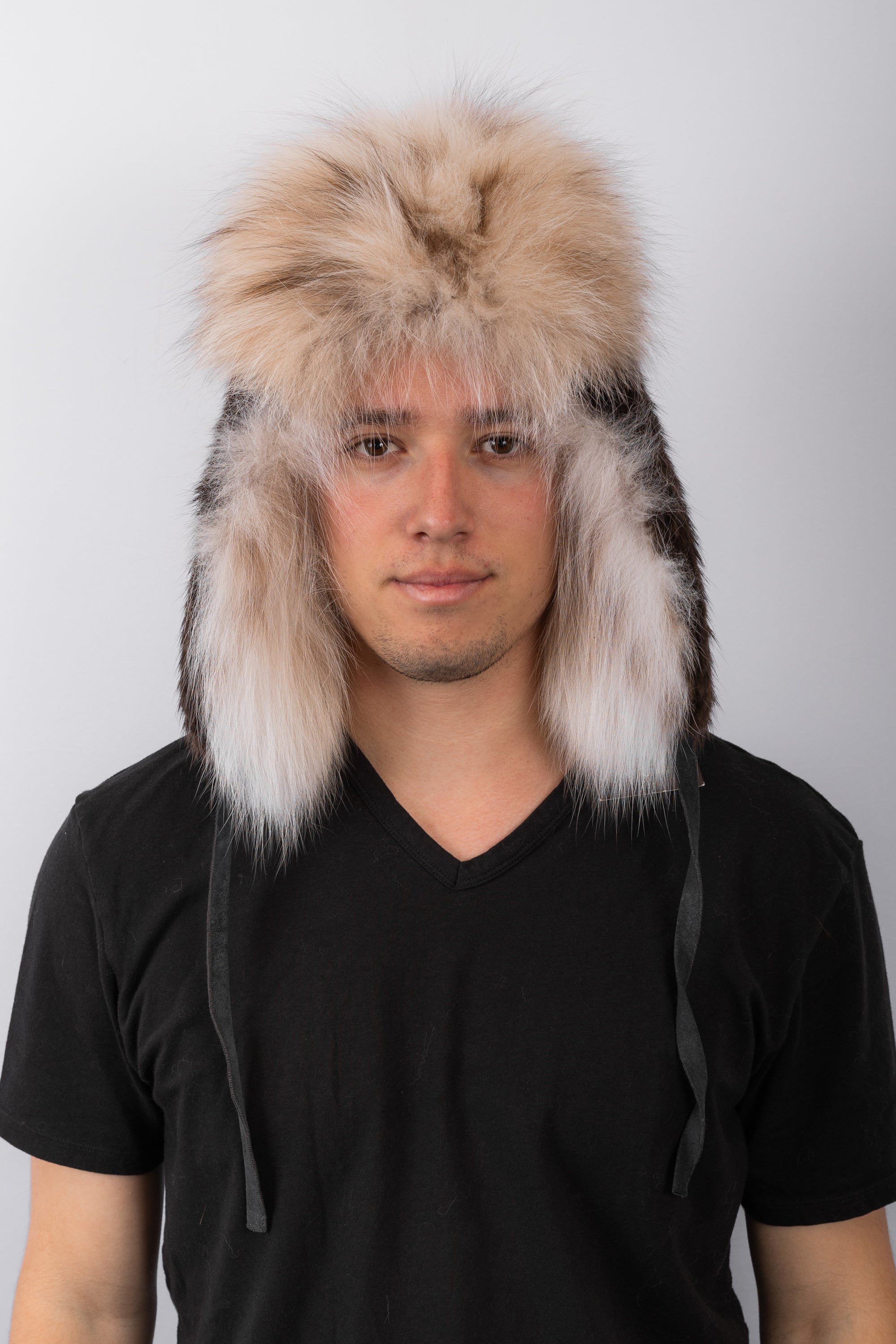 Natural Beaver Musher Hat with Canadian Lynx Fur Trim