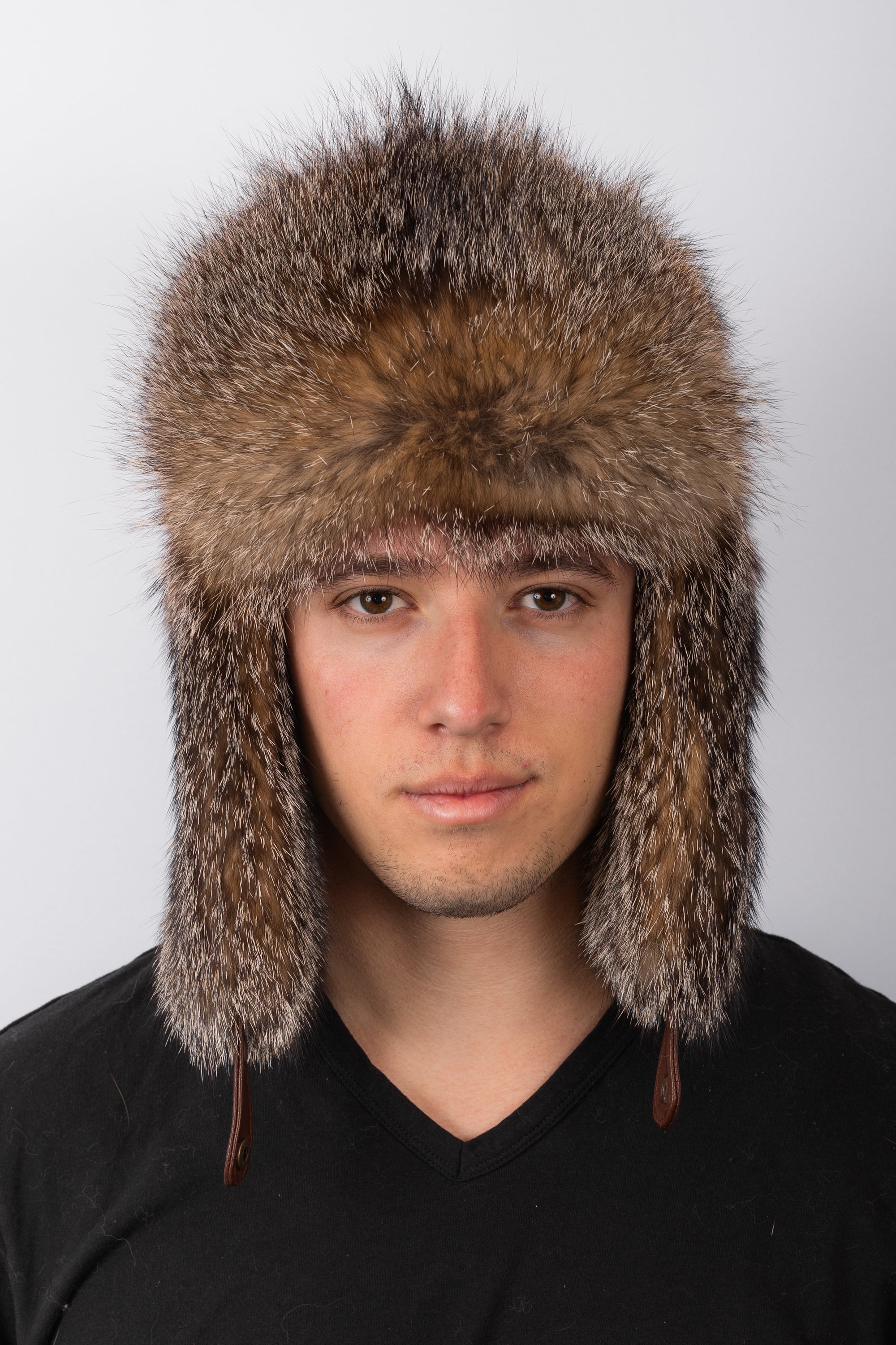 Natural Grey Fox Bomber Hat
