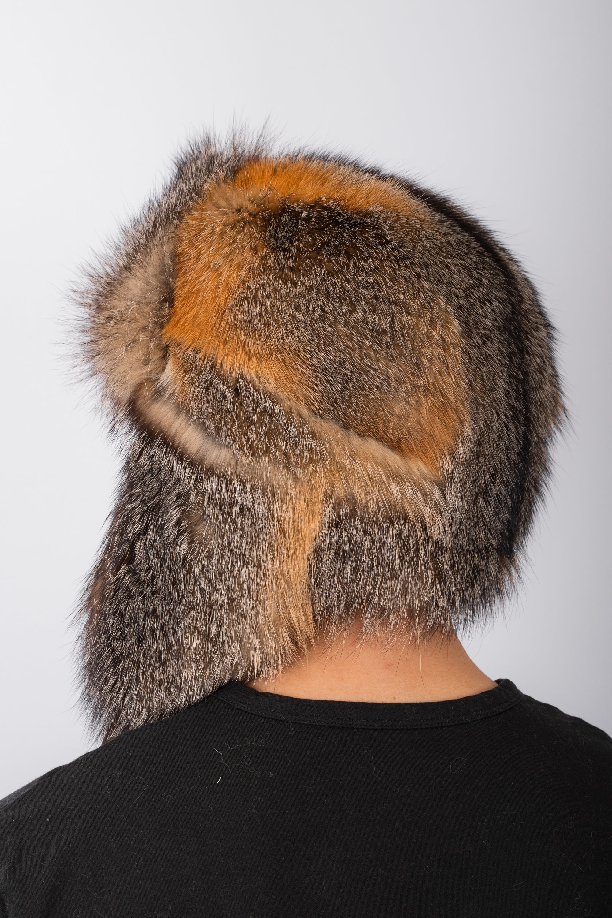 Natural Grey Fox Bomber Hat