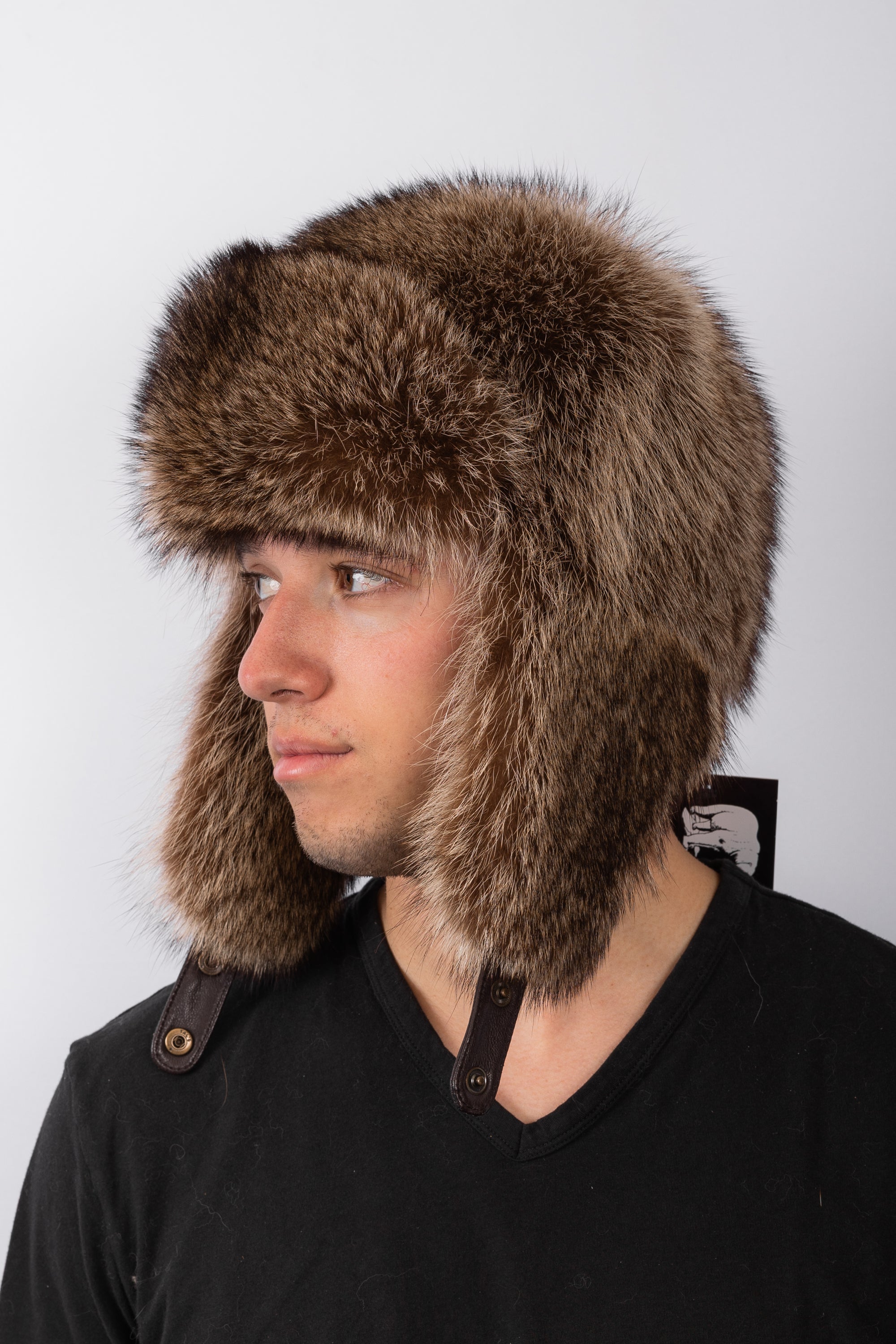 Natural Raccoon Bomber Hat