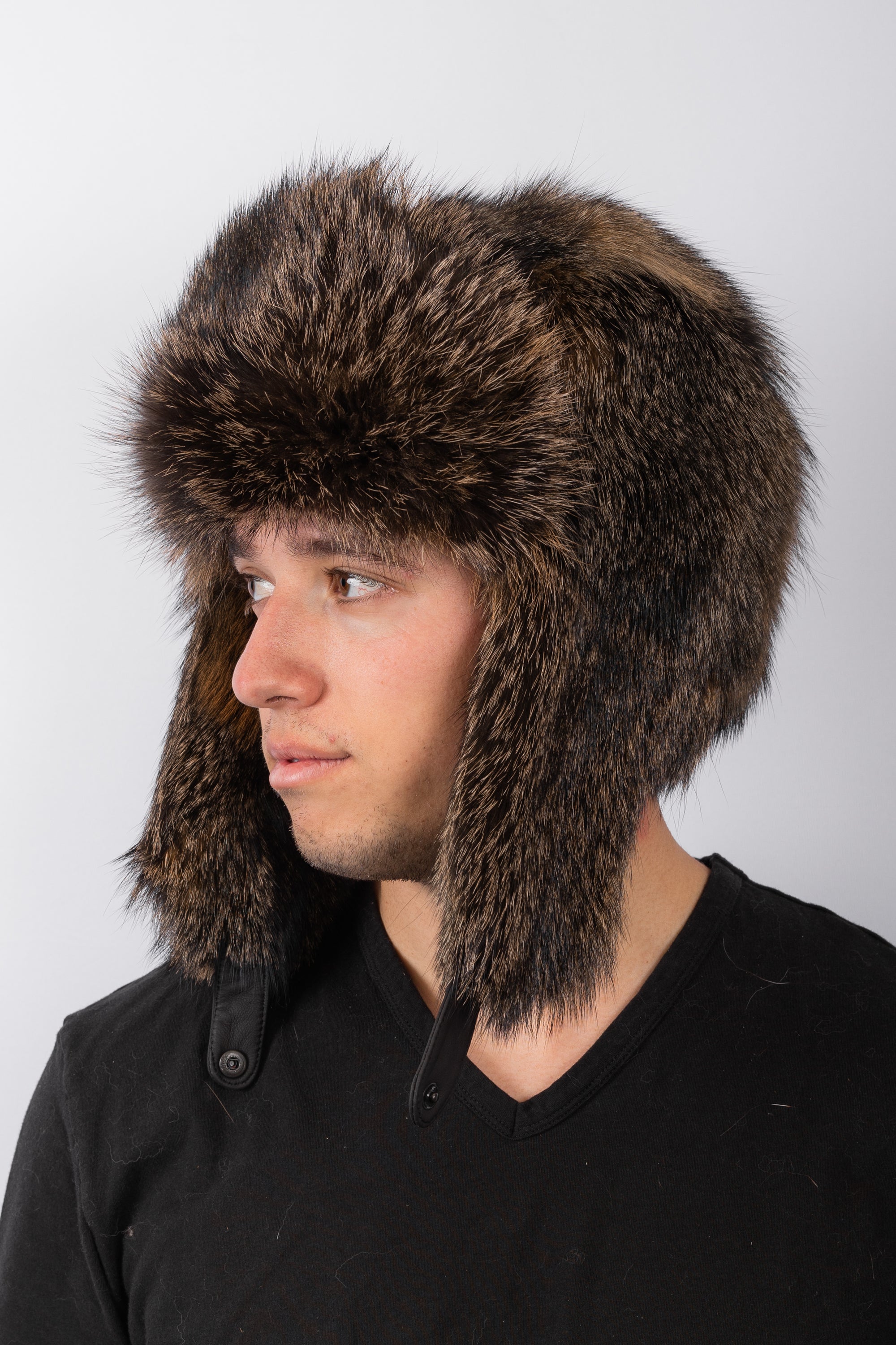 Antique Grey Fox Bomber Hat