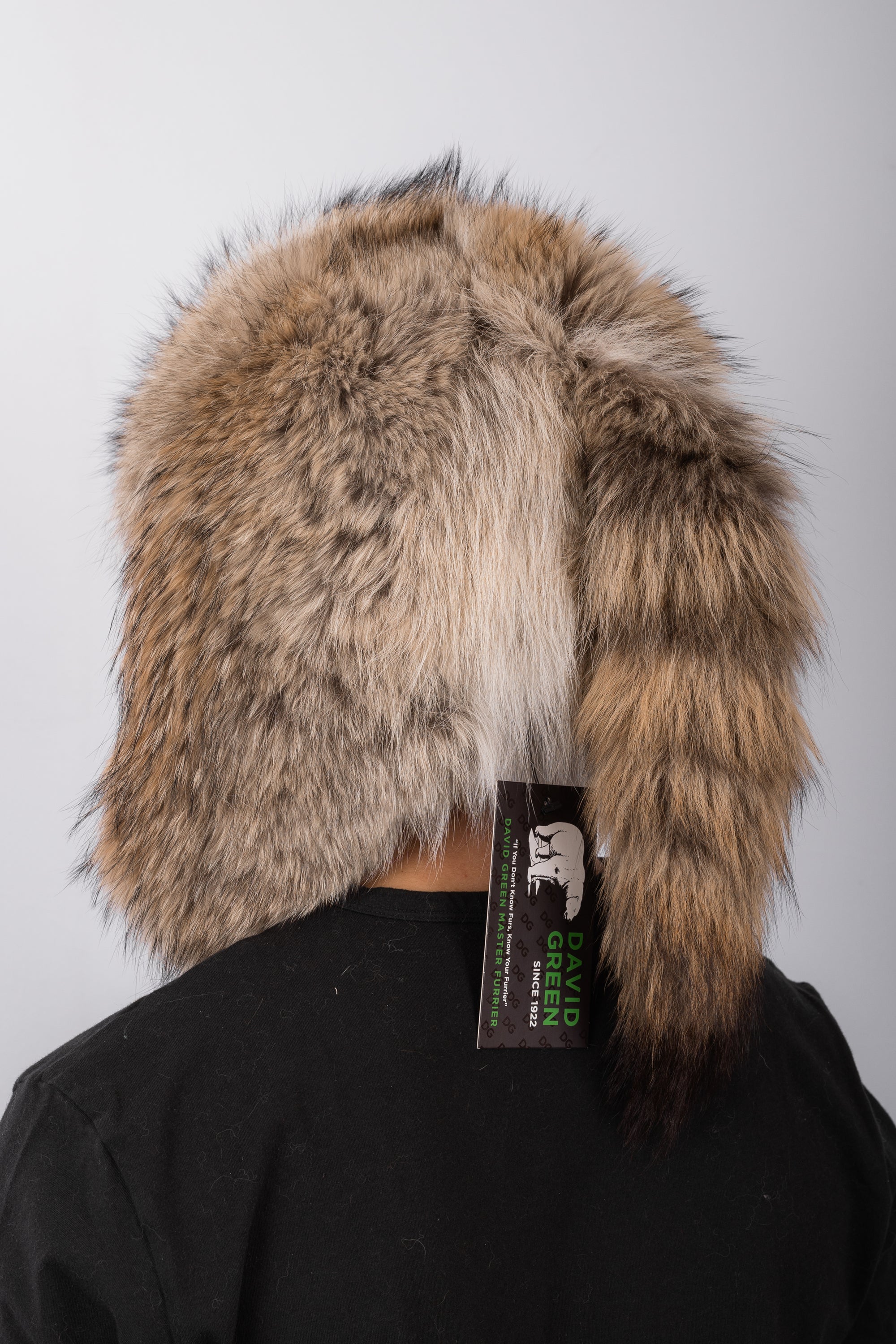 Natural Coyote Musher Hat	with Tail