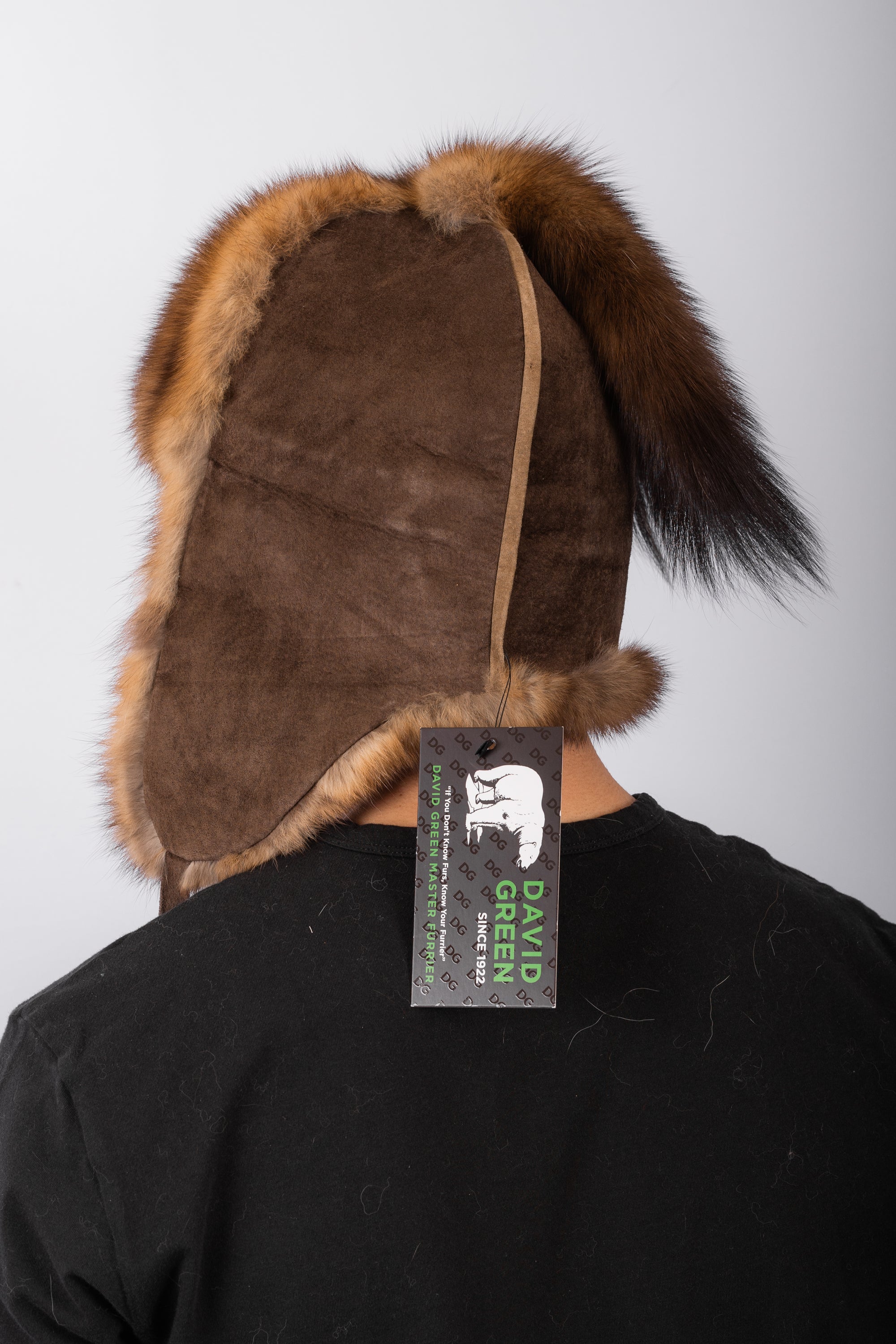 Chocolate Suede Musher Hat with Marten Fur Trim