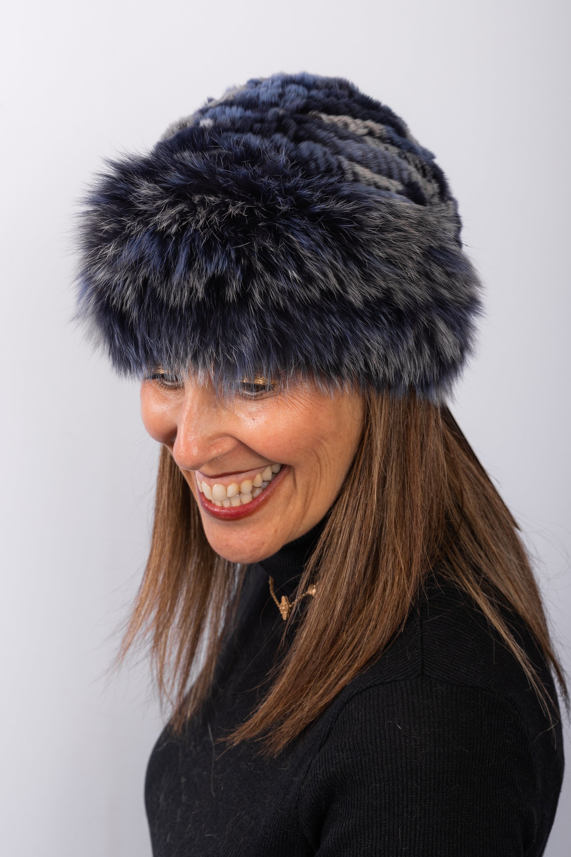 Rex Rabbit Hat with Fox Fur Trim