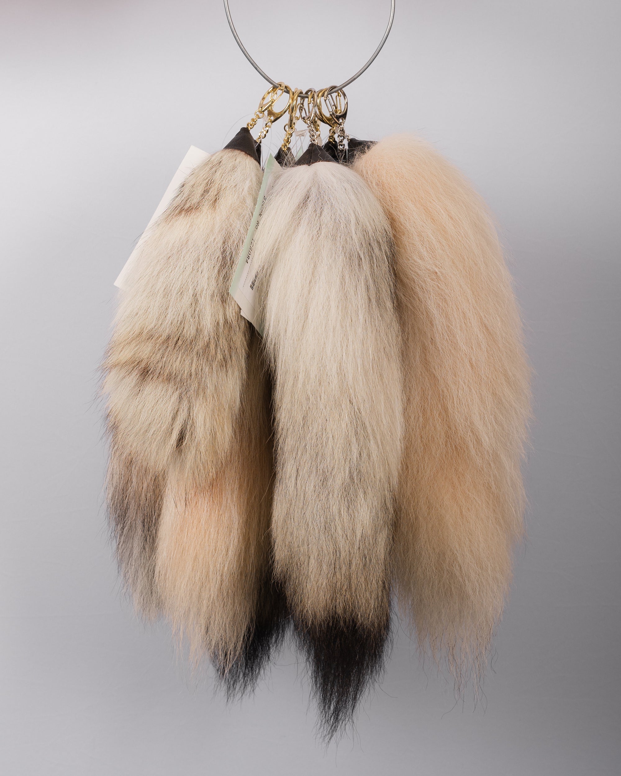 Natural Timberwolf Tail Keychain