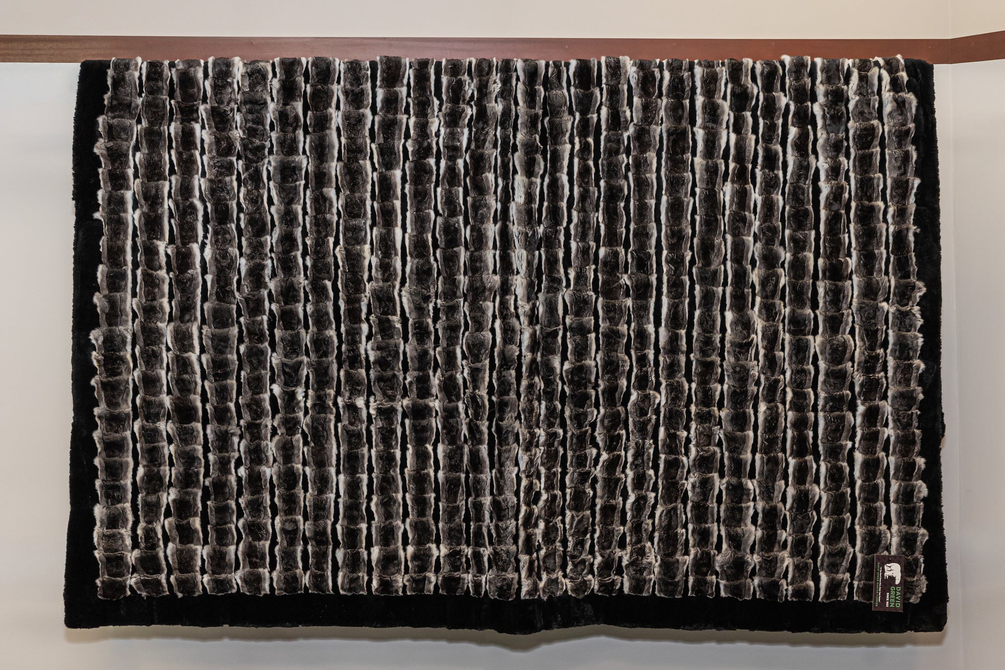 Natural Chinchilla Sections/Black Dyed Sheared Beaver Blanket