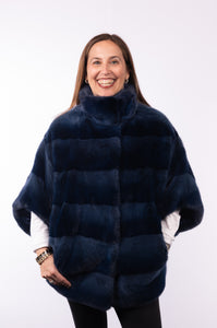 Denim Mink 3/4 Sleeve Poncho