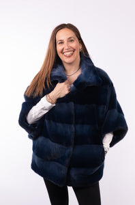 Denim Mink 3/4 Sleeve Poncho