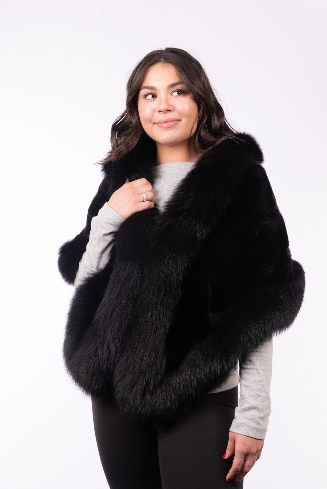 Black Mink Wrap with Black Fox Trim