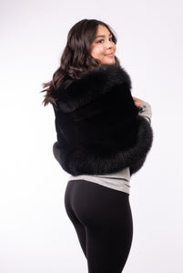 Black Mink Wrap with Black Fox Trim