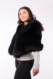 Black Mink Wrap with Black Fox Trim