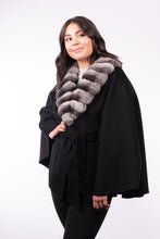 Load image into Gallery viewer, Cashmere Cape with Chinchilla Collar
