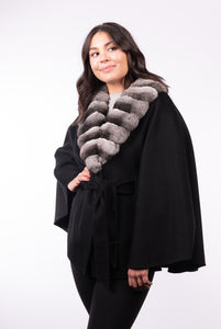 Cashmere Cape with Chinchilla Collar