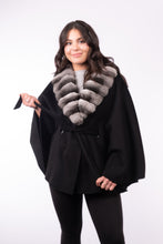 Load image into Gallery viewer, Cashmere Cape with Chinchilla Collar
