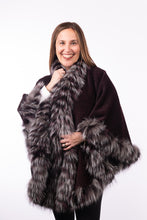 Load image into Gallery viewer, Alpaca Cape with Silver Fox Fur Trim - Maroon
