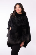 Load image into Gallery viewer, Black Swakara Lamb/Mink/Fox Cape
