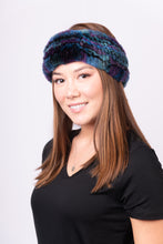 Load image into Gallery viewer, Knit Rex Rabbit Headband - Teal/Purple/Green
