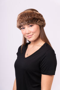 Knit Rex Rabbit Headband - Tan/Grey