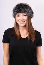 Load image into Gallery viewer, Sky Blue/Taupe Rex Rabbit Hat with Dyed to Match Fox Fur Trim
