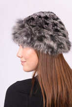 Load image into Gallery viewer, Chinchilla Rex Rabbit Hat with Dyed to Match Fox Fur Trim
