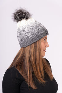 Cable Knit "Alaska" Hat with Fox - Arctic Flurry