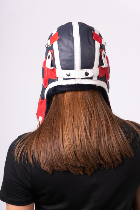 Red/White/Blue Shearling Aviator Hat