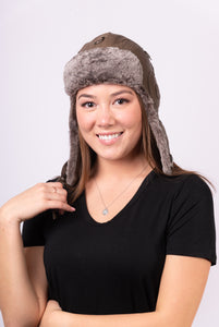 Mocha Shearling Aviator Hat