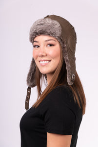 Mocha Shearling Aviator Hat