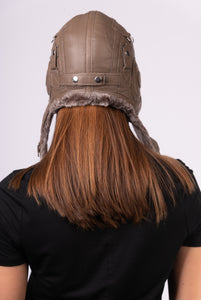 Mocha Shearling Aviator Hat