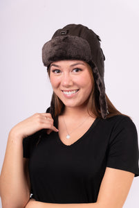 Chocolate Shearling Aviator Hat