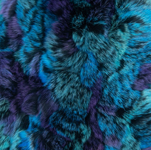 Purple/Black Rex Rabbit Hat with Dyed to Match Fox Fur Trim