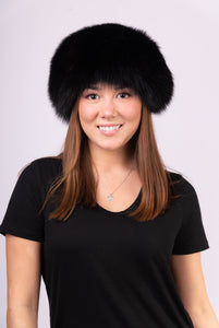 Black Mink Hat with Black Fox Fur Trim