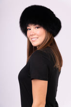 Load image into Gallery viewer, Black Mink Hat with Black Fox Fur Trim
