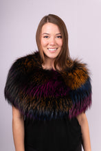 Load image into Gallery viewer, Fuchsia/Blue/Gold Silver Fox Shrug
