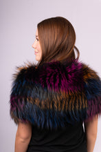 Load image into Gallery viewer, Fuchsia/Blue/Gold Silver Fox Shrug
