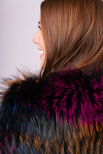 Load image into Gallery viewer, Fuchsia/Blue/Gold Silver Fox Shrug
