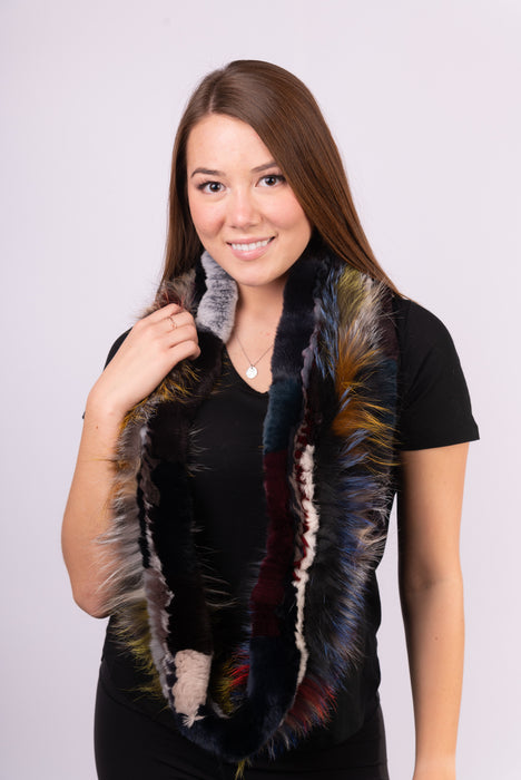 Multicolor Rex Rabbit and Fox Infinity Scarf