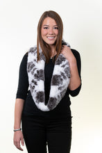 Load image into Gallery viewer, Rex Rabbit Infinity Scarf - White/Brown Snowtop
